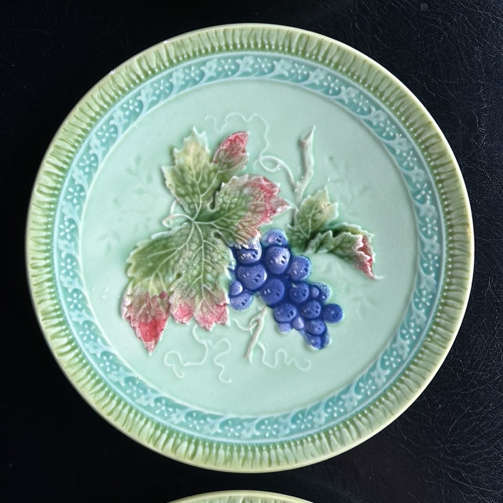 Black Forest Art Pottery Erphila Germany Majolica  Bread Plates Set 3 Vintage - Picture 3 of 10